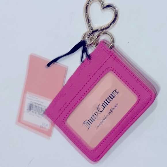 New - Juicy Couture Card Case Key Wristlet Wallet - Juicy Pink - Picture 2 of 4